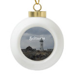 Old Scituate Lighthouse Ceramic Ball Christmas Ornament