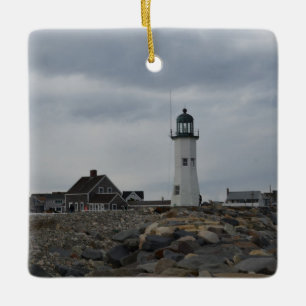 Old Scituate Lighthouse Ceramic Ornament