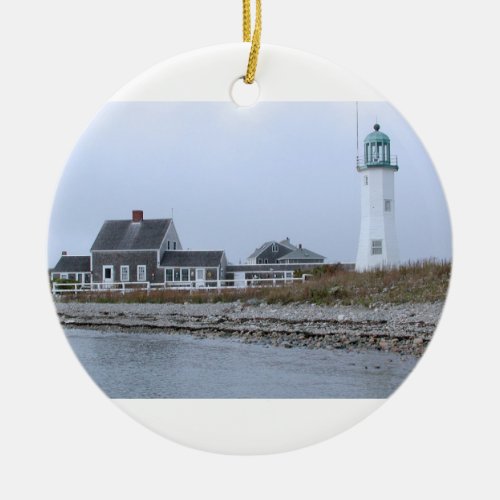 Old Scituate Lighthouse Massachusetts Ceramic Ornament