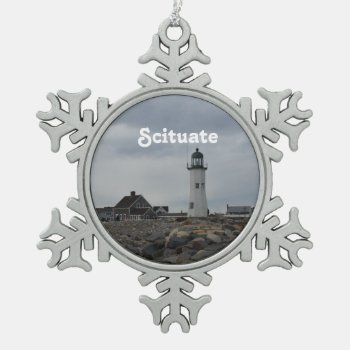Old Scituate Lighthouse Snowflake Pewter Christmas Ornament by GoingPlaces at Zazzle