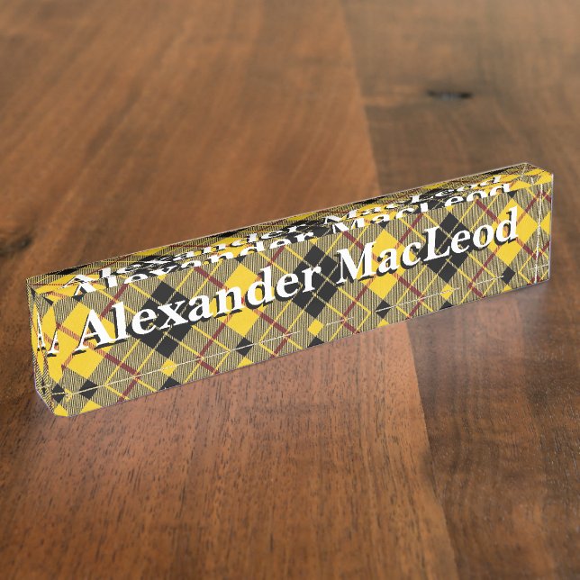 Old Scots Clan MacLeod of Lewis Tartan Desk Name Plate (Side)