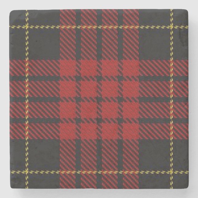 Old Scots Tavern Clan MacQueen Tartan Stone Coaster (Front)