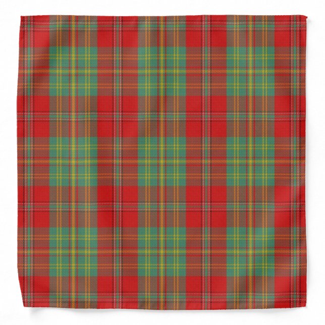 Old Scotsman Clan Leask Tartan Plaid Bandana (Front)