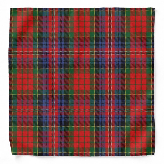 Old Scotsman Clan MacPherson Red Tartan Plaid Bandana (Front)
