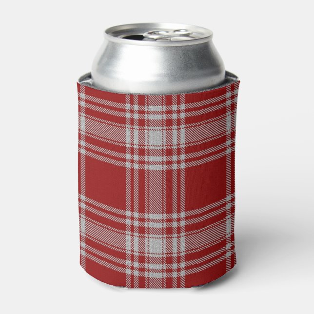 Old Scotsman Clan Menzies Red White Tartan Can Cooler (Can Front)