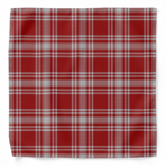 Old Scotsman Clan Menzies Red White Tartan Plaid Bandana (Front)