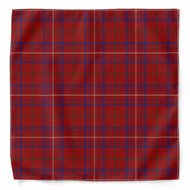 Old Scotsman Clan Rose Modern Red Tartan Plaid Bandana (Front)