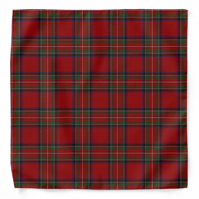 Old Scotsman Clan Stewart Royal Red Tartan Plaid Bandana (Front)