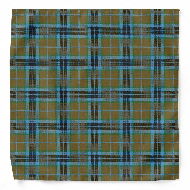 Old Scotsman Clan Thompson Blue Brown Tartan Plaid Bandana (Front)