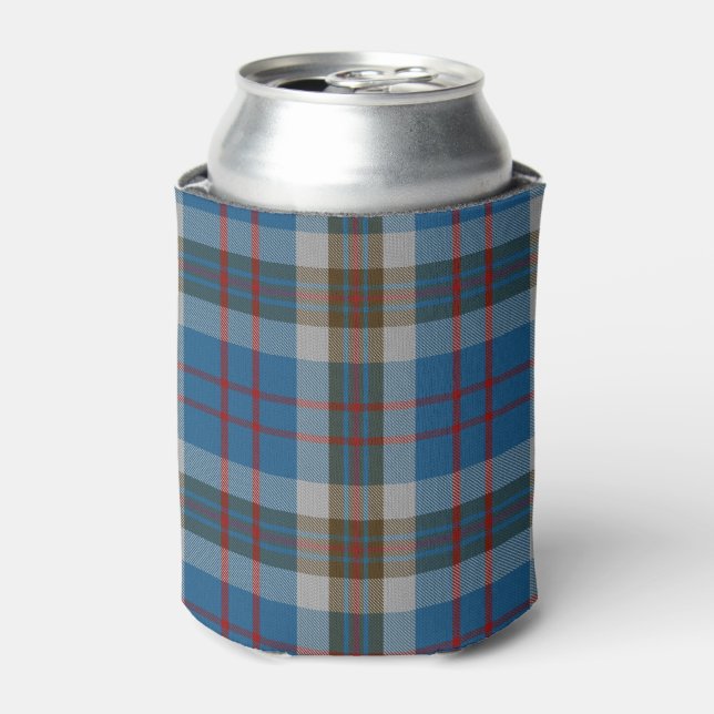 Old Scotsman Clan Thompson Blue Gray Tartan Can Cooler (Can Front)