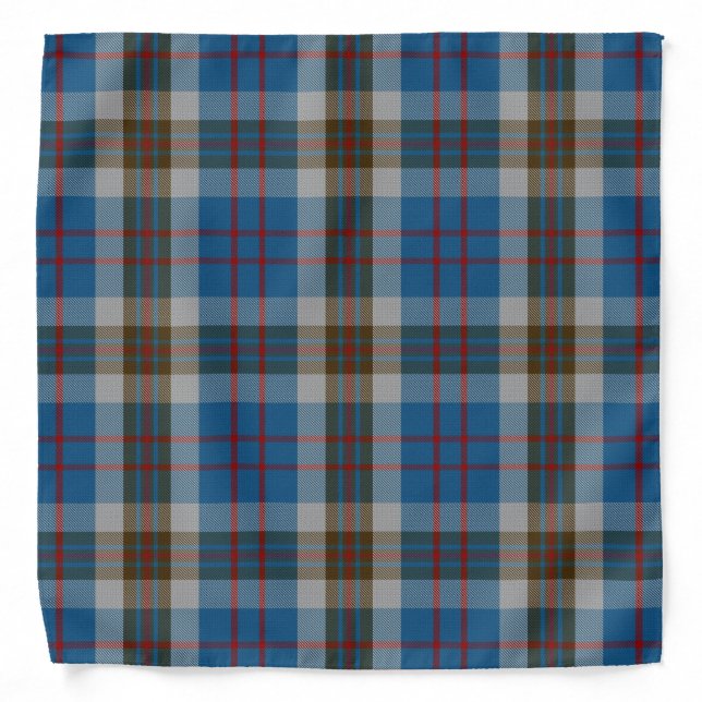Old Scotsman Clan Thompson Blue Gray Tartan Plaid Bandana (Front)