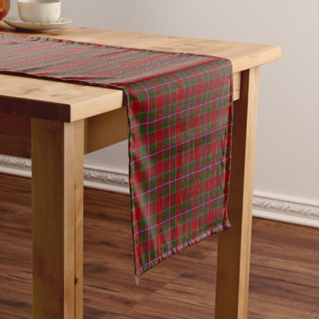 Old Scottish Clan Drummond Red Green Tartan Plaid Short Table Runner (In Situ)