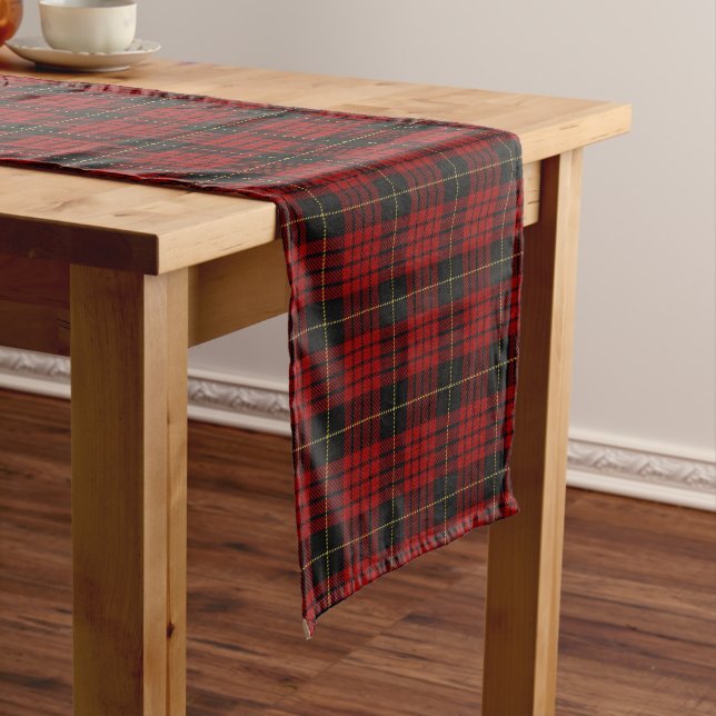 Old Scottish Clan MacQueen Tartan Plaid Short Table Runner (In Situ)