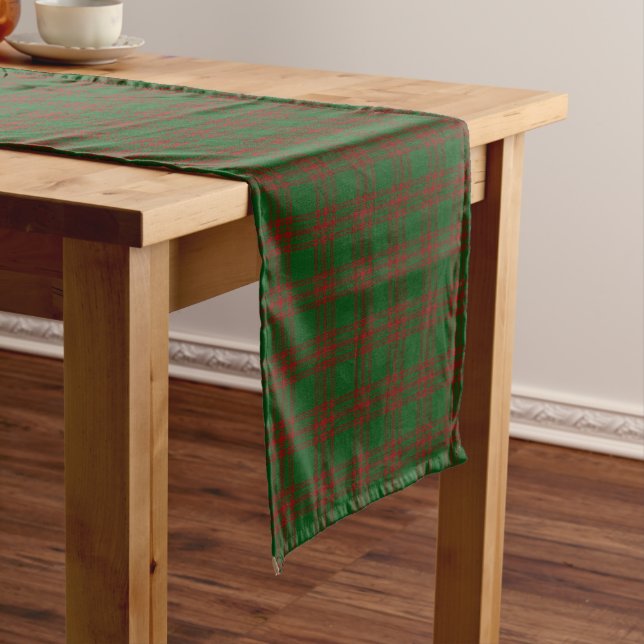Old Scottish Clan Menzies Hunting Tartan Plaid Short Table Runner (In Situ)