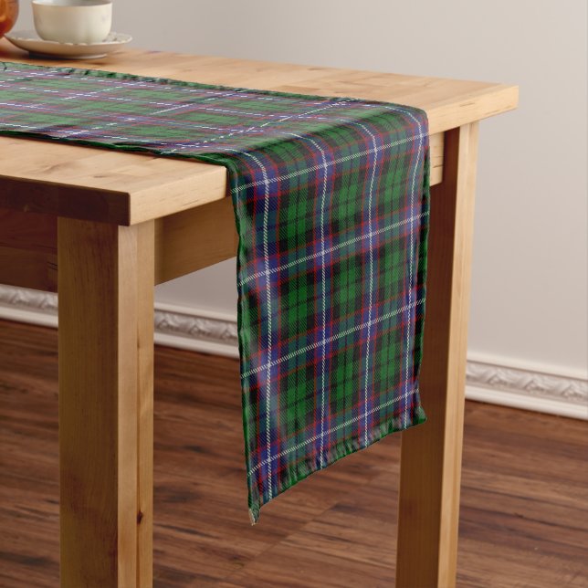 Old Scottish Clan Russell Tartan Plaid Short Table Runner (In Situ)