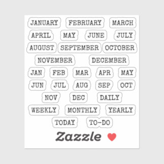 Old Script Monthly Index Tabs Tab Binder Divider Sticker