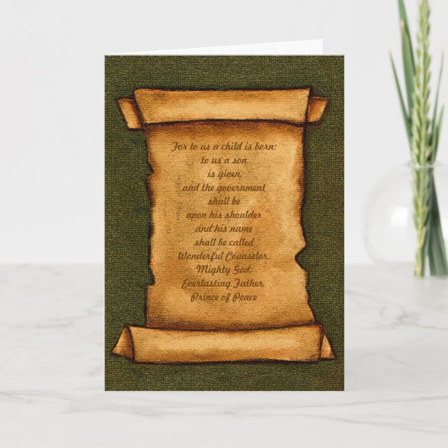 Old Scroll: Scripture, Bible: Isaiah, Christmas Holiday Card (Front)