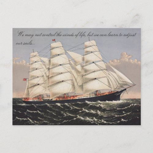 OLD SEA ADAGE WITH ANTIQUE CLIPPER SHIP POSTCARD