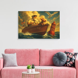 Old Sea Dogs: a sailor and his trusty canine Canvas Print