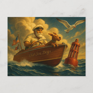 Old Sea Dogs: a sailor and his trusty canine Holiday Postcard