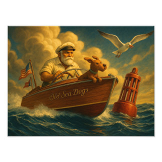 Old Sea Dogs: a sailor and his trusty canine Photo Print