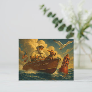 Old Sea Dogs: a sailor and his trusty canine Postcard