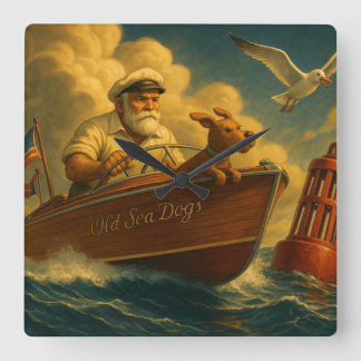 Old Sea Dogs: a sailor and his trusty canine Square Wall Clock