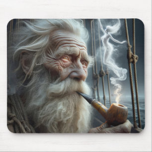Old Seaman Smoking a Pipe Mouse Pad
