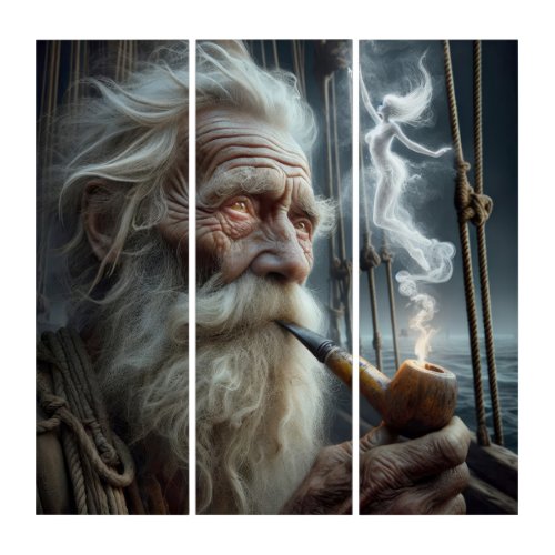Old Seaman Smoking a Pipe Triptych