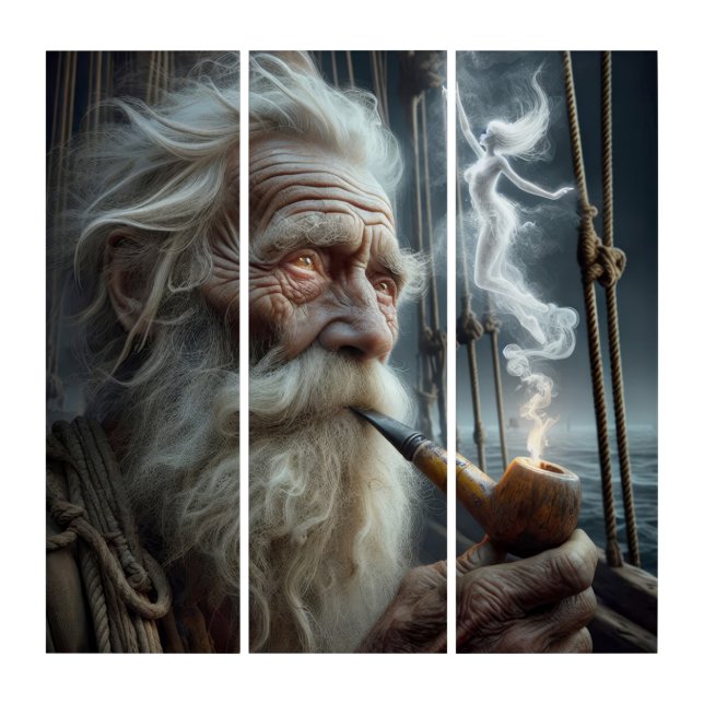 Old Seaman Smoking a Pipe Triptych (Front)