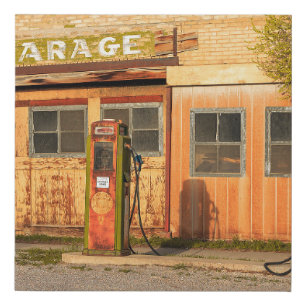 Old service station in rural Utah, USA. vintage, Faux Canvas Print