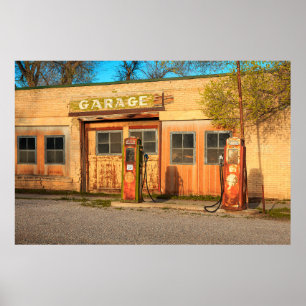 Old service station in rural Utah, USA. vintage, Poster