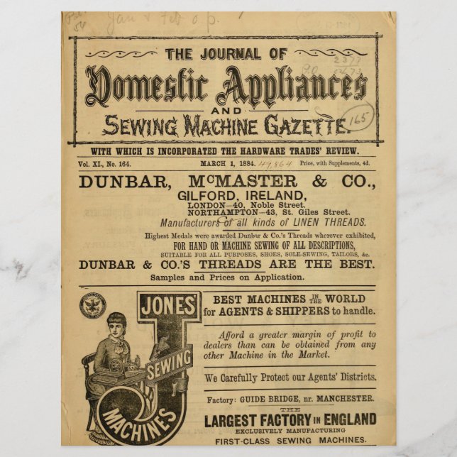 Old Sewing Machine Catalog Page Scrapbook Paper (Front)