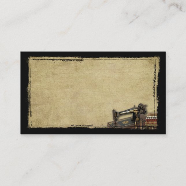 Old Sewing Machine & Fabric- Prim Biz Cards (Front)