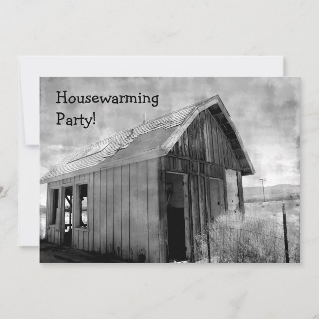 Old shack housewarming party invitation (Front)