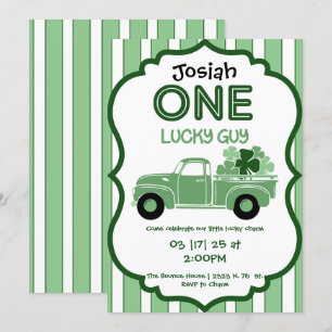 Old Shamrock Truck First Birthday Invitation