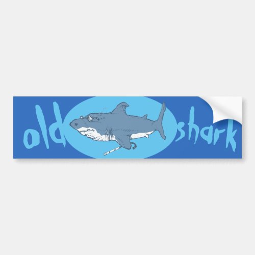 old shark cartoon  bumper sticker