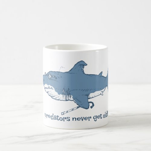 old shark swimming coffee mug