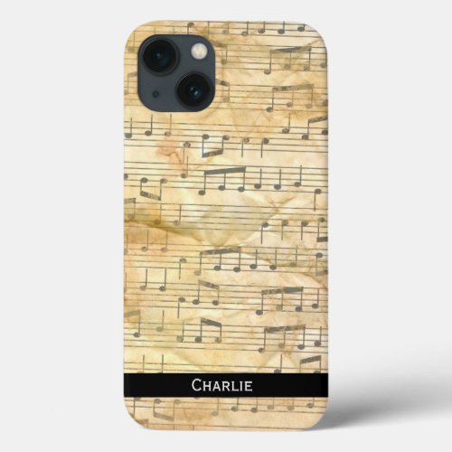 Old Sheet Music Background Personalise iPhone 13 Case