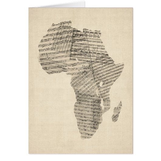 Old Sheet Music Map of Africa Map Cards (Front)