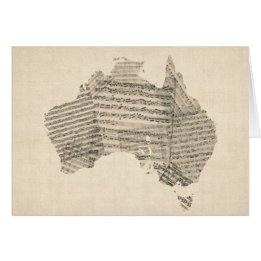 Old Sheet Music Map of Australia Map Cards (Front Horizontal)