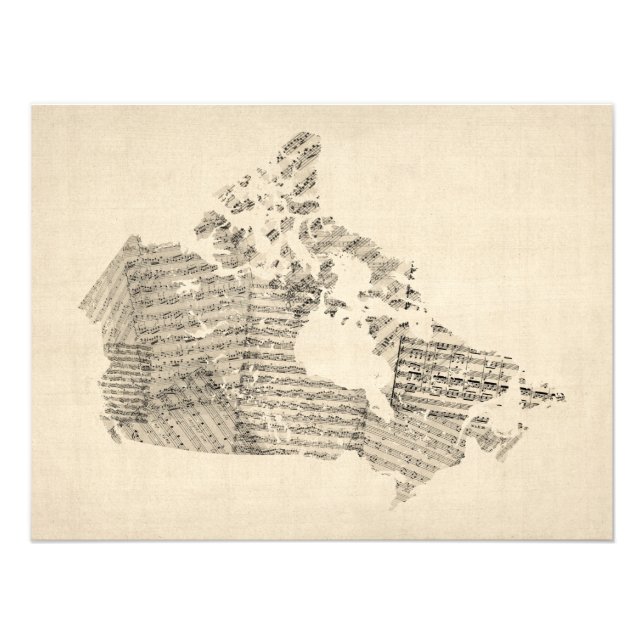 Old Sheet Music Map of Canada Map Photo Print (Front)