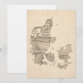 Old Sheet Music Map of Denmark (Front/Back)