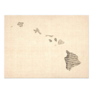 Old Sheet Music Map of Hawaii Photo Print