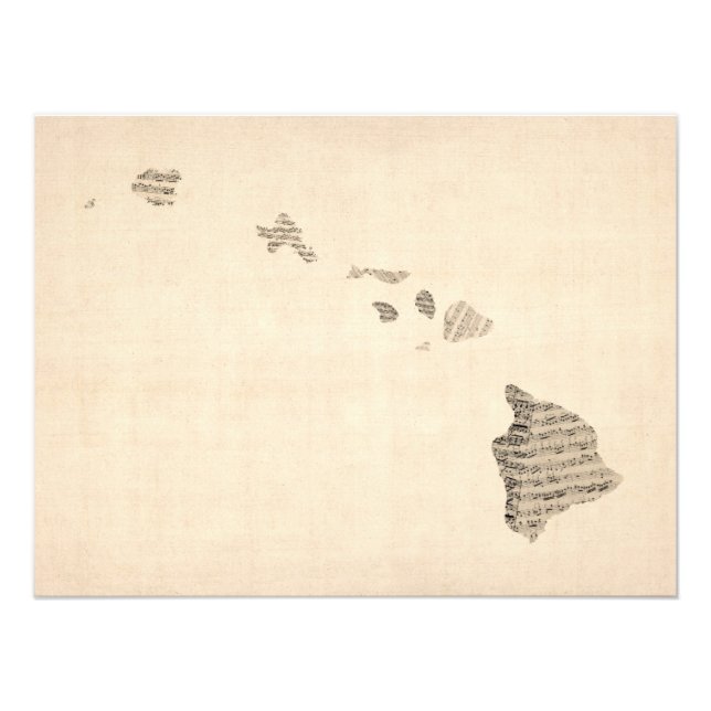 Old Sheet Music Map of Hawaii Photo Print (Front)