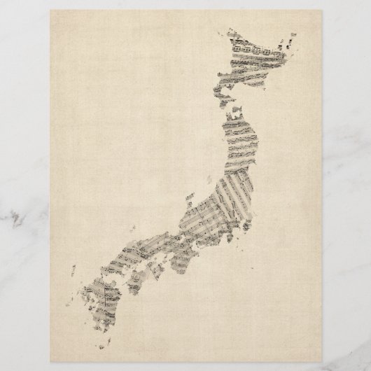 Old Sheet Music Map of Japan (Front)