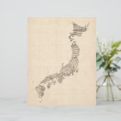 Old Sheet Music Map of Japan (Standing Front)