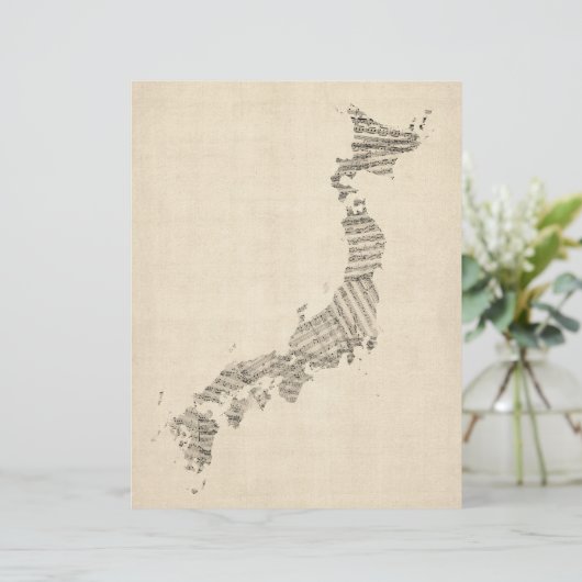 Old Sheet Music Map of Japan (Standing Front)