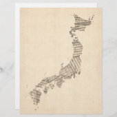 Old Sheet Music Map of Japan (Front/Back)