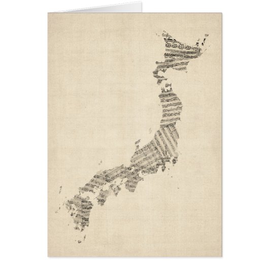Old Sheet Music Map of Japan Cards (Front)